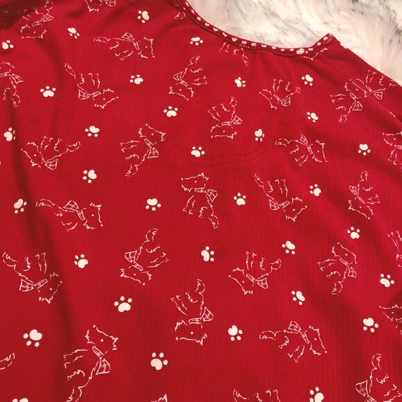 Vintage Earth Angels Red Scottish Terrier Puppy Dog Print Shirt - Picture 8 of 11